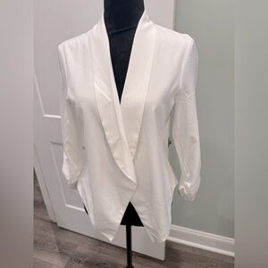 C’est Toi lightweight open front Elegant White Draped Blazer